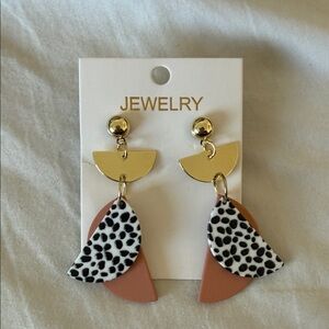 Gold and Pink Geometric Earrings
